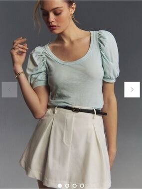 Anthropologie Puff-Sleeve Scoop-Neck Top
